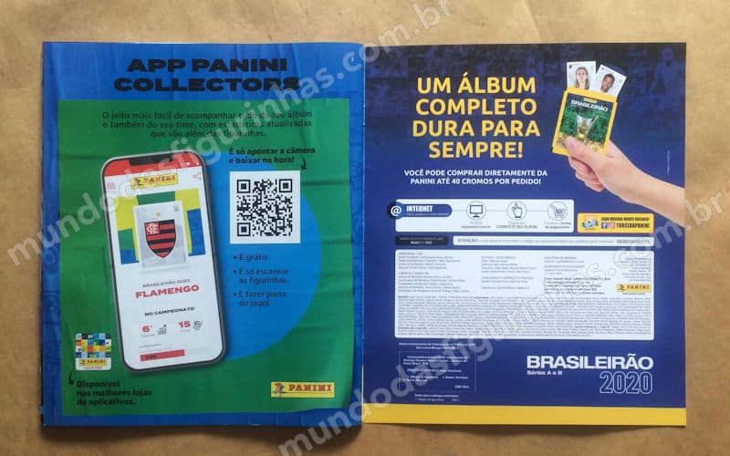 O álbum do Brasileirão 2020 - Páginas 74 e 75, com as informações da Panini.