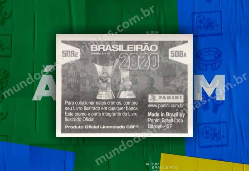 O álbum do Brasileirão 2020 - O verso de uma figurinha de jogadores da Série B.