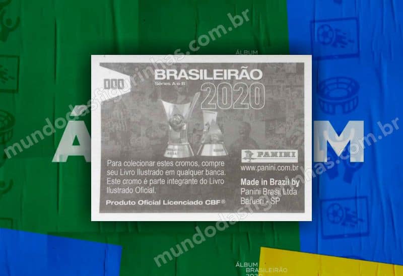 O álbum do Brasileirão 2020 - O verso de uma figurinha horizontal.