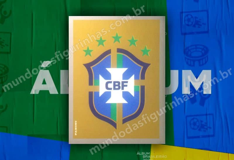 O álbum do Brasileirão 2020 - Figurinha 001, com o escudo da CBF