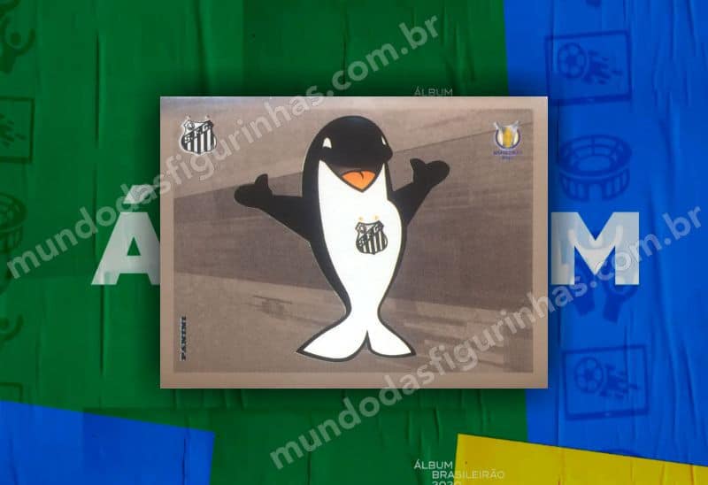 O álbum do Brasileirão 2020 - Figurinha brilhante nº 33, o mascote do Santos.
