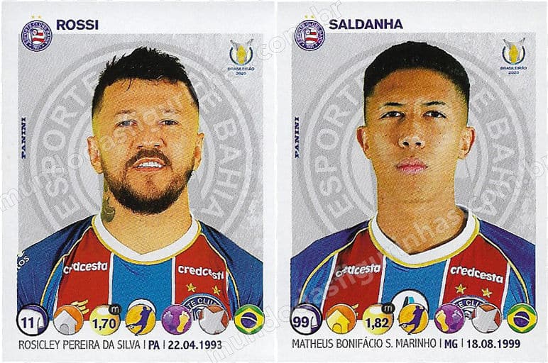 O álbum do Brasileirão 2020 - Figurinhas 192 e 193, com jogadores do Bahia.