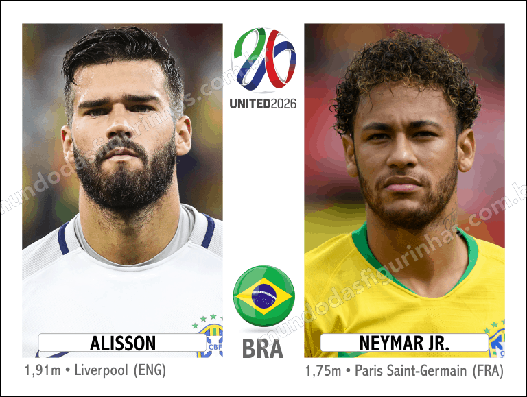 Já pensou uma figurinha dupla de jogadores do Brasil?