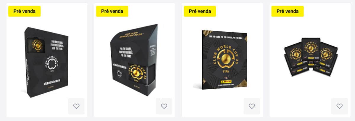 Álbum do Mundial de Clubes 2025 - Alguns dos itens à venda na loja oficial da Panini.