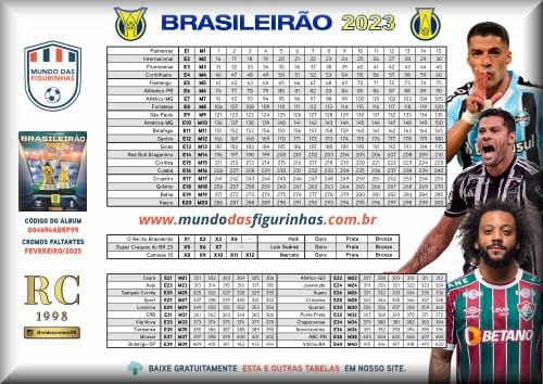 Tabela de figurinhas do BRASILEIRÃO 2023
