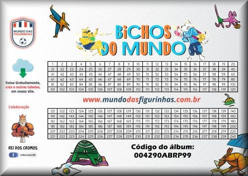 Controle de figurinhas do álbum BICHOS DO MUNDO
